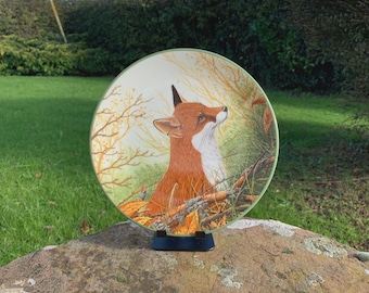 Exquisite English Decorative Bone China Plate with portrait of a Fox in a Country Setting