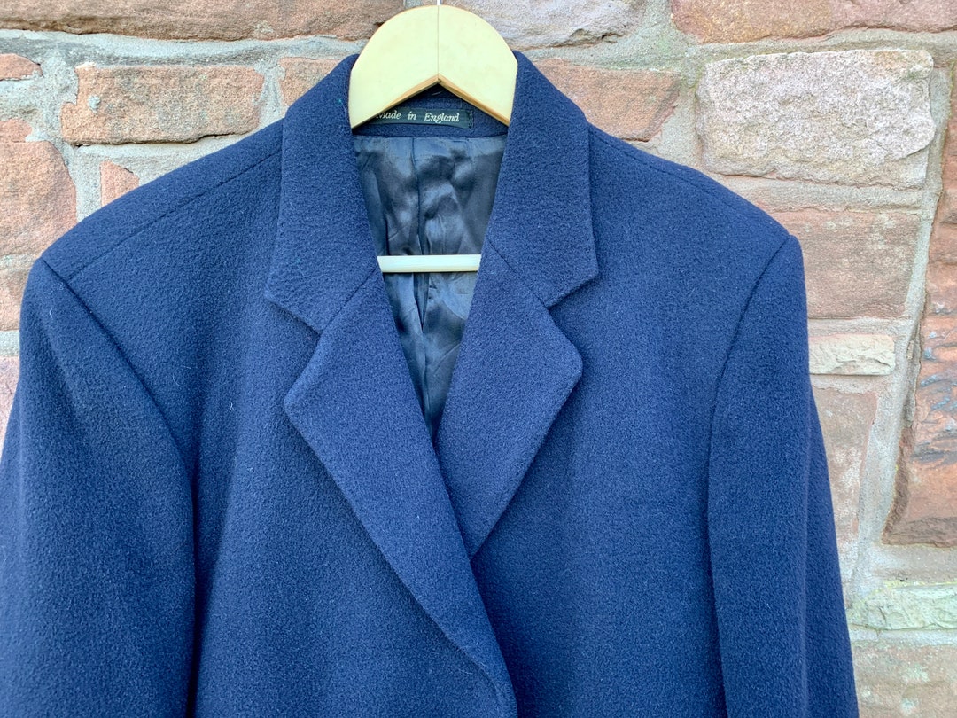 GENUINE CROMBIE OVERCOAT Gent's Superior Sartorial Pure New Wool Navy