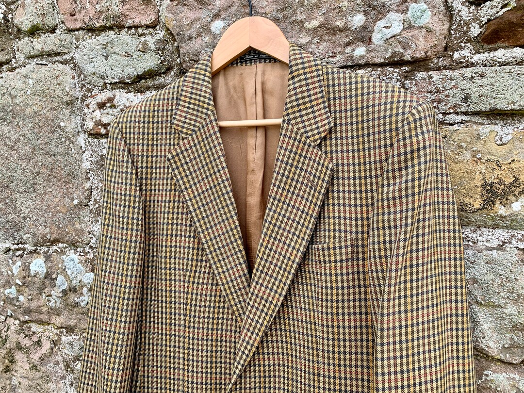 BLADEN HACKING JACKET / Vintage Quality Check Tweed Lightweight Hacking ...