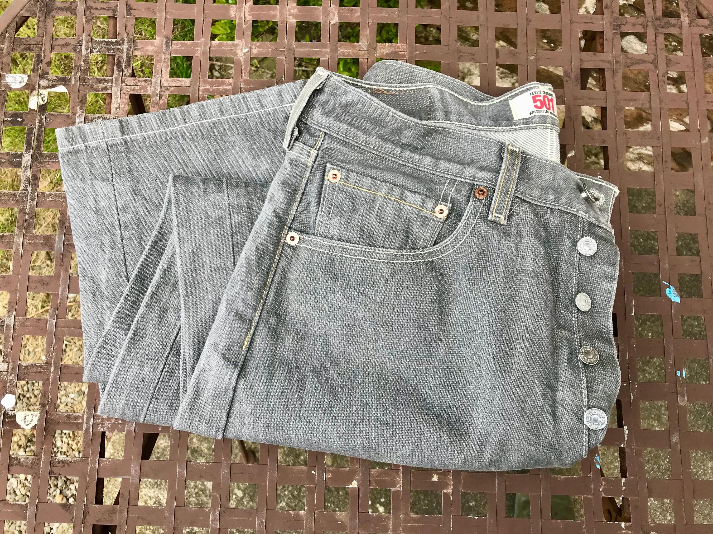 90s VINTAGE UK LEVIS GRAY DENIM グレー W33 LEVIS DENIM JEANS - Vintage Grey Levis Denim Jeans W33 L24