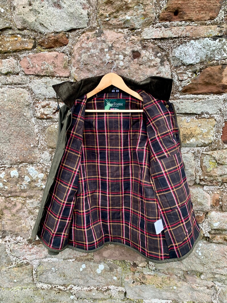 WAXED LADIES JACKET Vintage Equestrian Style Green Fitted Waxed Ladies