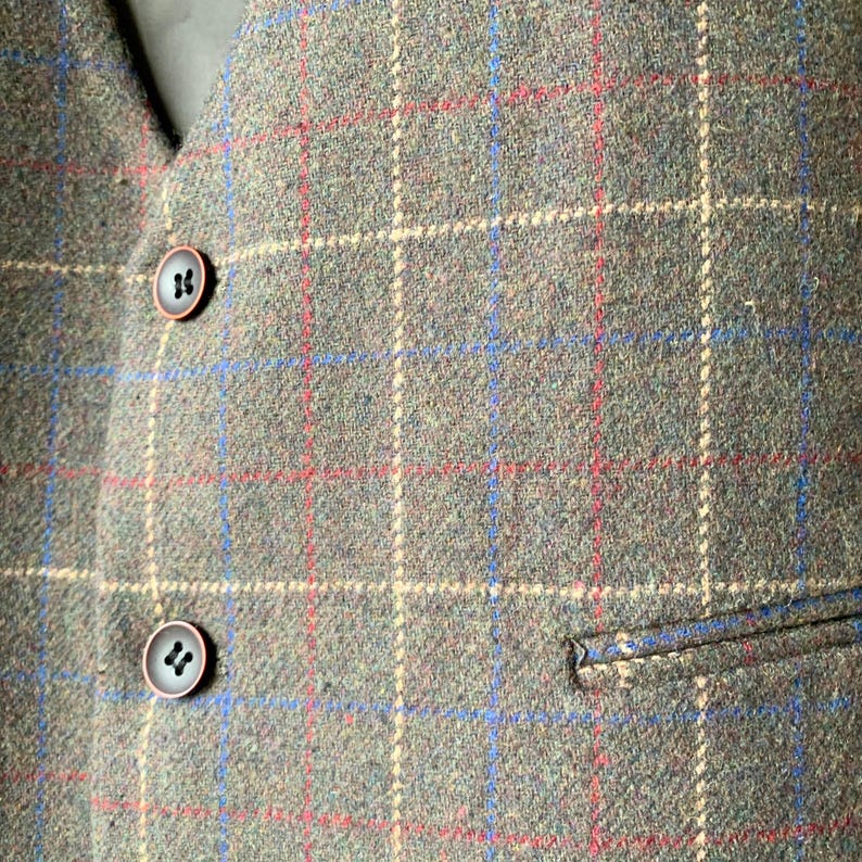 Vintage / Classic Tweed Check Waistcoat or Vest With Two Uncut Pockets ...