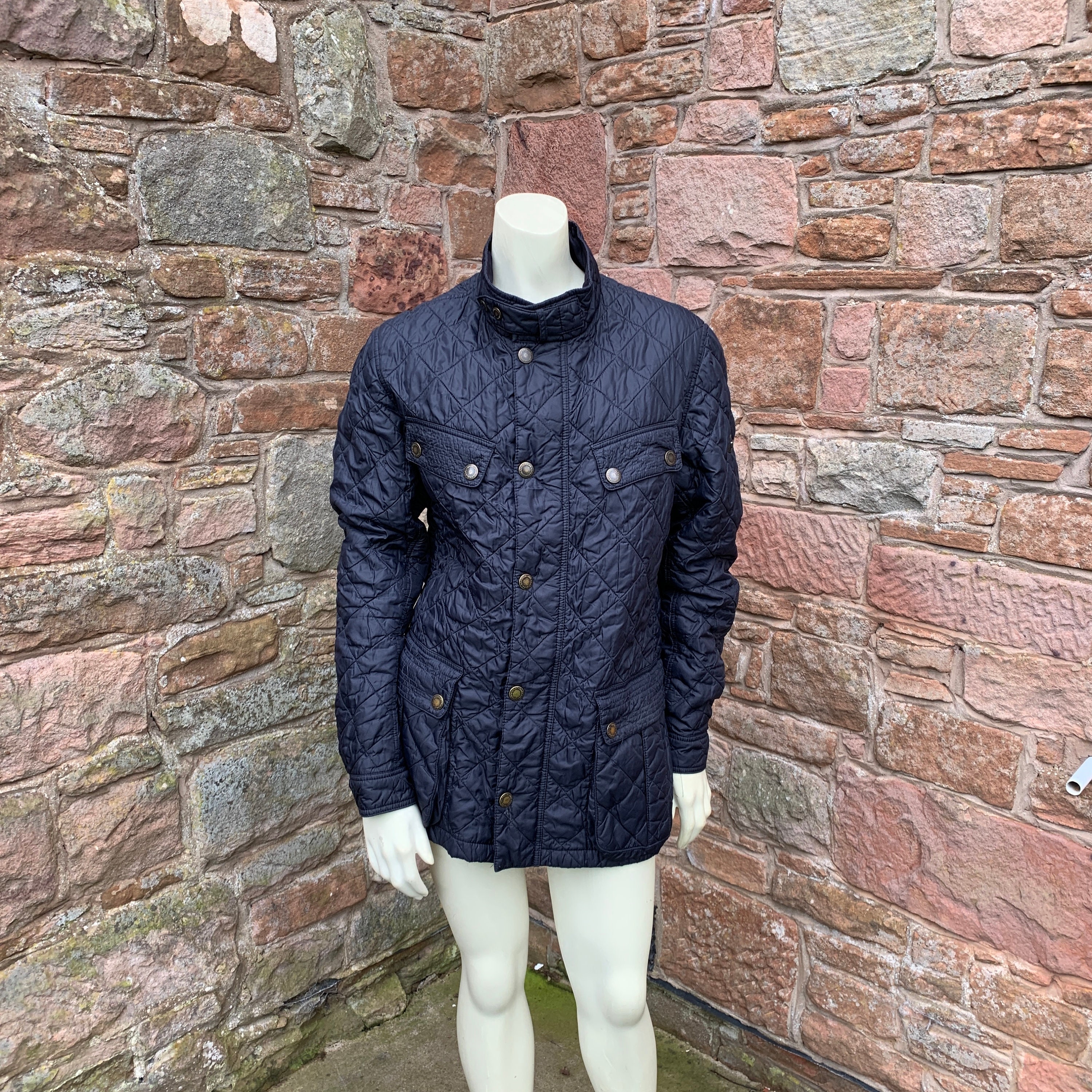 Vintage BARBOUR JACKET / Navy Quilted International Motorcycle