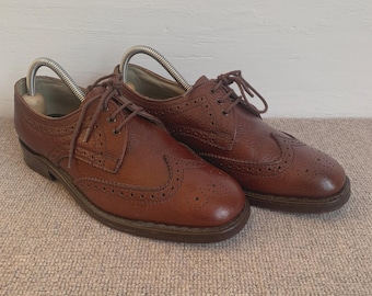 Vintage Cheaney Desborough Brogues, Brown Leather English Shoes UK 7.5
