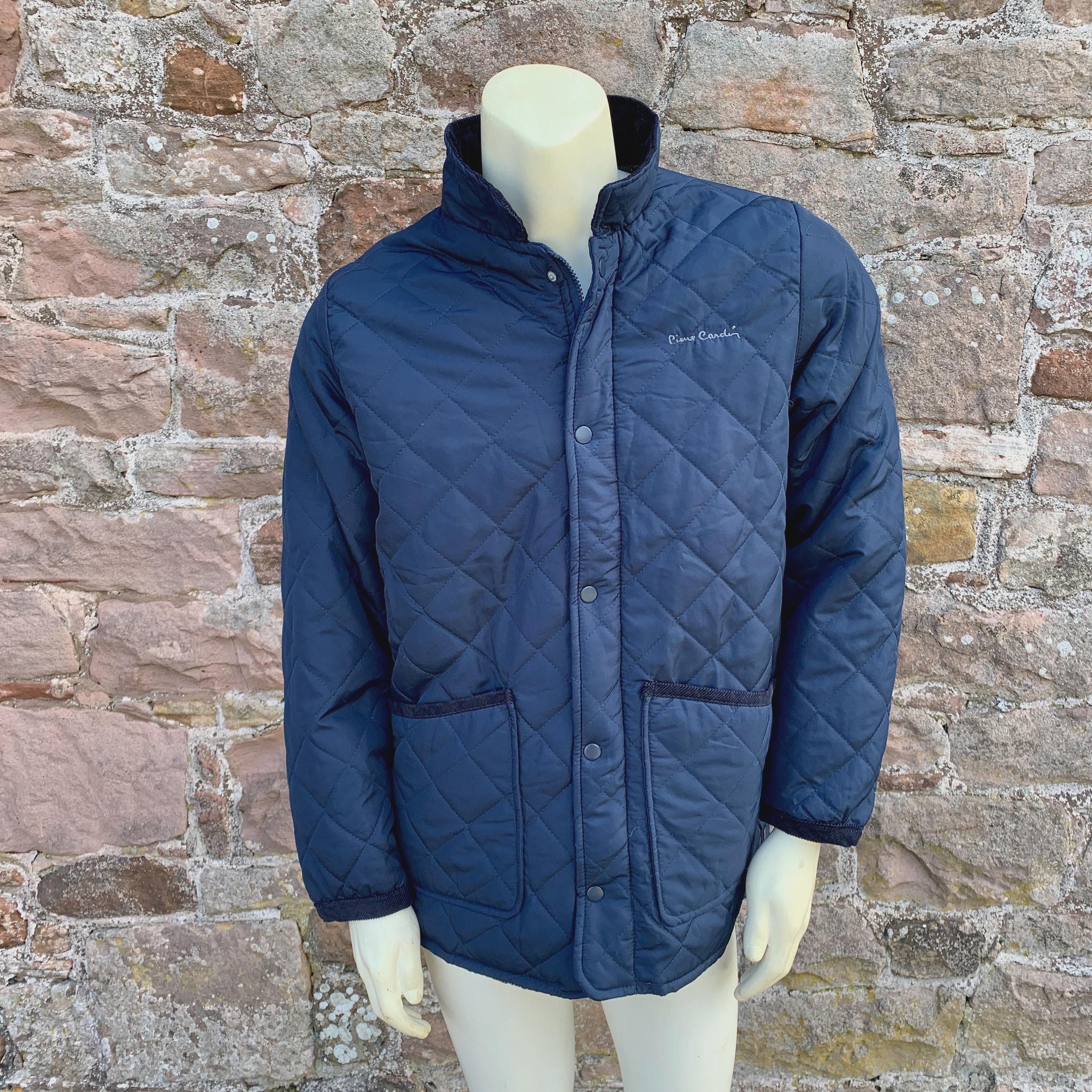 PIERRE CARDIN JACKET - Retro Navy Blue Quilted Country Jacket Size 