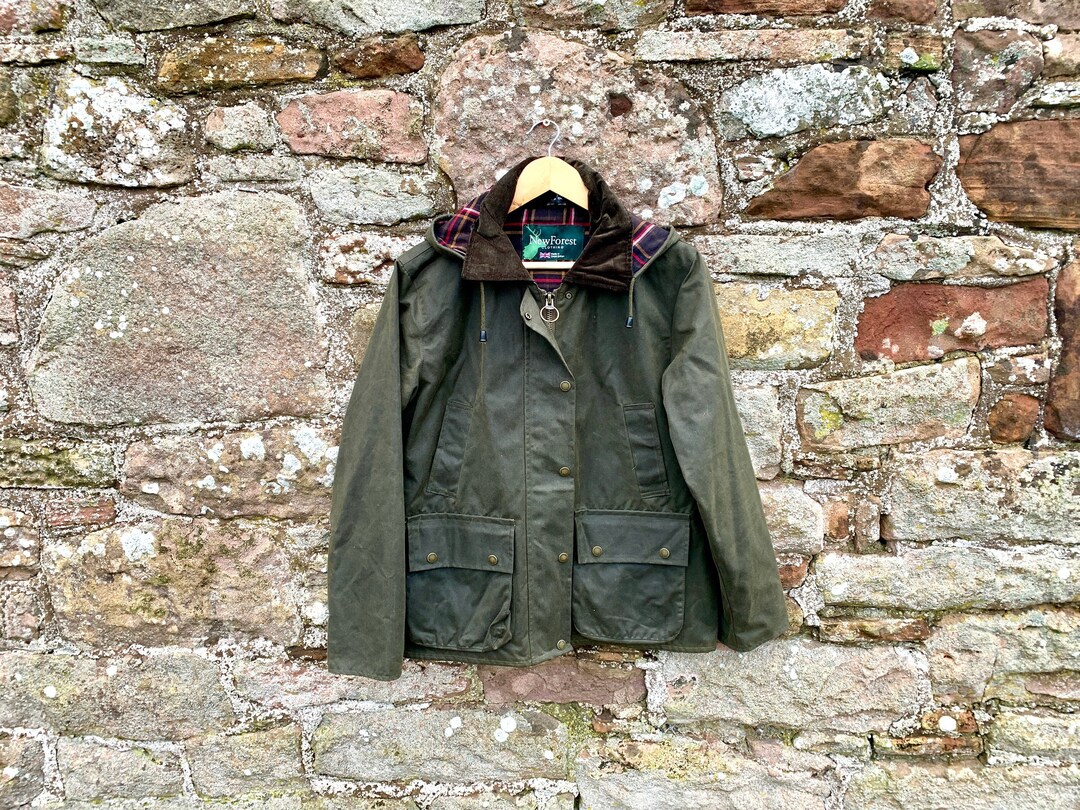 WAXED LADIES JACKET Vintage Equestrian Style Green Fitted Waxed Ladies