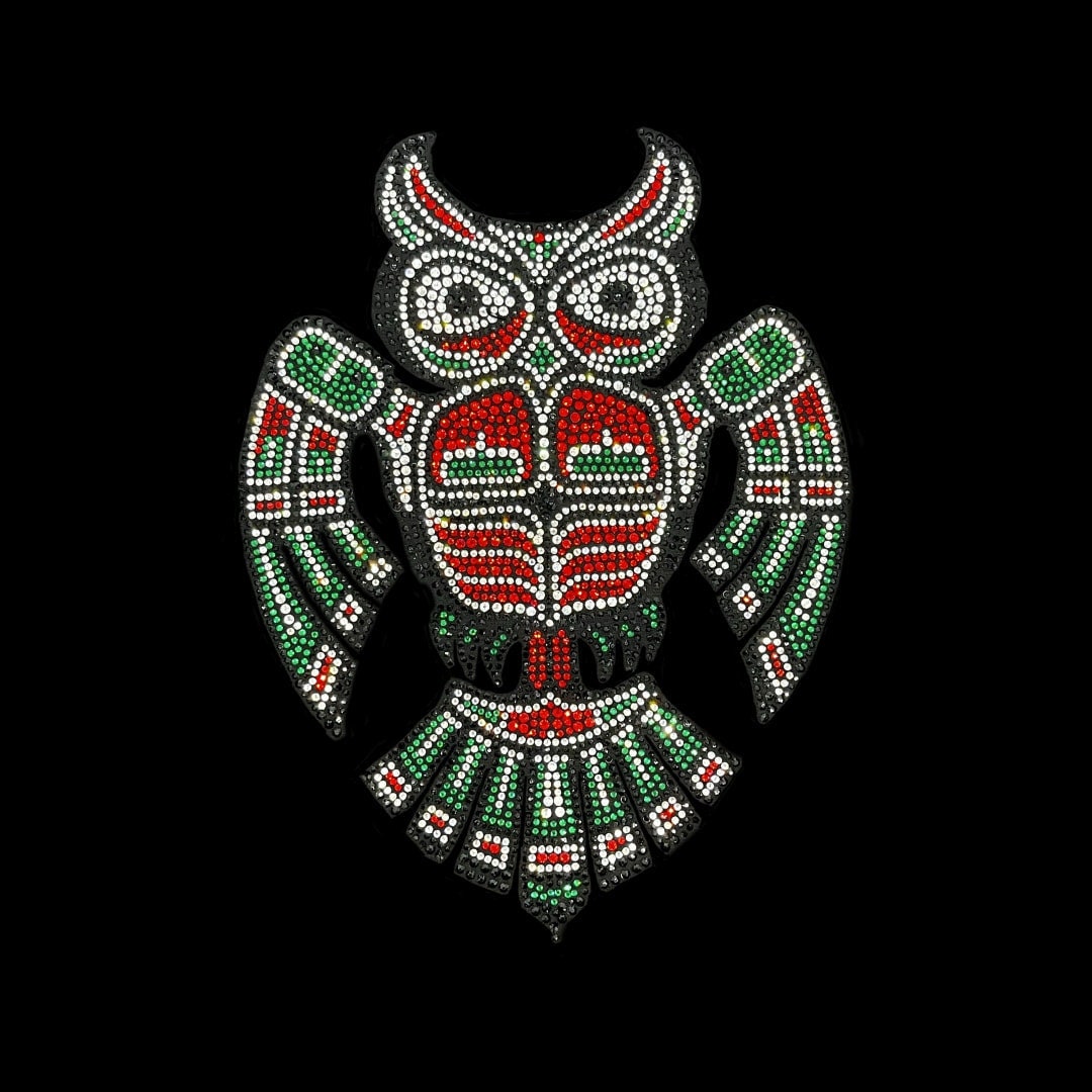 Owl iron on heat transfer Bling shirt applique, custom Clothing patches , heat transfer iron on Blin