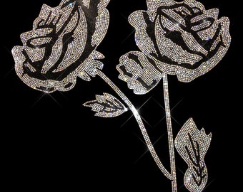 Crystal roses AB Rhinestone Iron On heat transfer, iron on rhinestone designs , hot fix decal , crystal rose patches , iron on heat transfer