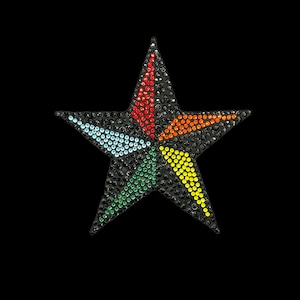 Colorful Star Rhinestone Iron on Heat Transfer Design , Hot fix Rhinestone Colorful Star Motif, ready to transfer , custom patch