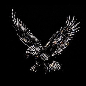Black eagle heat transfer design , iron on rhinestone eagles, Hot fix crystal eagle , rhinestone eagle patch , eagle rhinestone applique