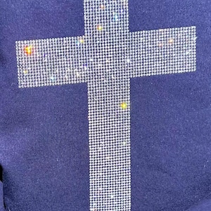 Cross Rhinestone iron on design by Rhinify, bling iron on cross transfer, rhinestone cross applique ,bling cross patch