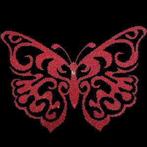 Red Rhinestone Iron on hot fix crystal Butterfly Decal design , Iron on heat press machine decal for clothes, ready to press decals