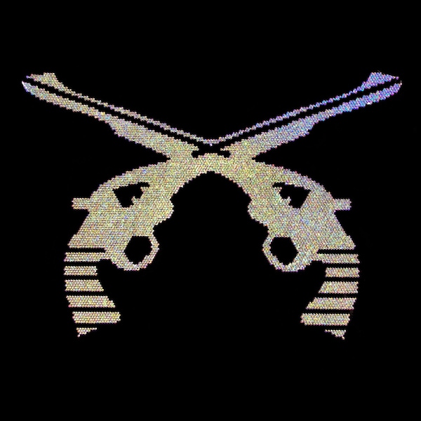 Crystal gun AB rhinestone iron on transfer design , heat transfer gun motif , hot fix pistol patch , clothing decal, ready to press