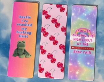 OOPSIES bookmarks - discounted!! Laminated bookmark, y2k bookmark, millennial, gen z, booktok bookmark, pink