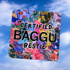 BAGGU sticker, baggu bestie sticker, colorful sticker, trendy sticker, y2k sticker, laptop decal, sticker, hydroflask sticker