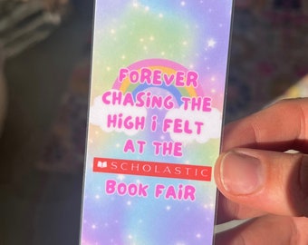 Scholastic book fair, 90s nostalgic, 00s nostalgic, holographic bookmark, y2k bookmark, millennial, booktok bookmark, pink, rainbow, kidcore