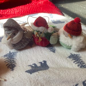 Birds 3 fabric bird felt red green neutral Christmas ornaments holiday decoration