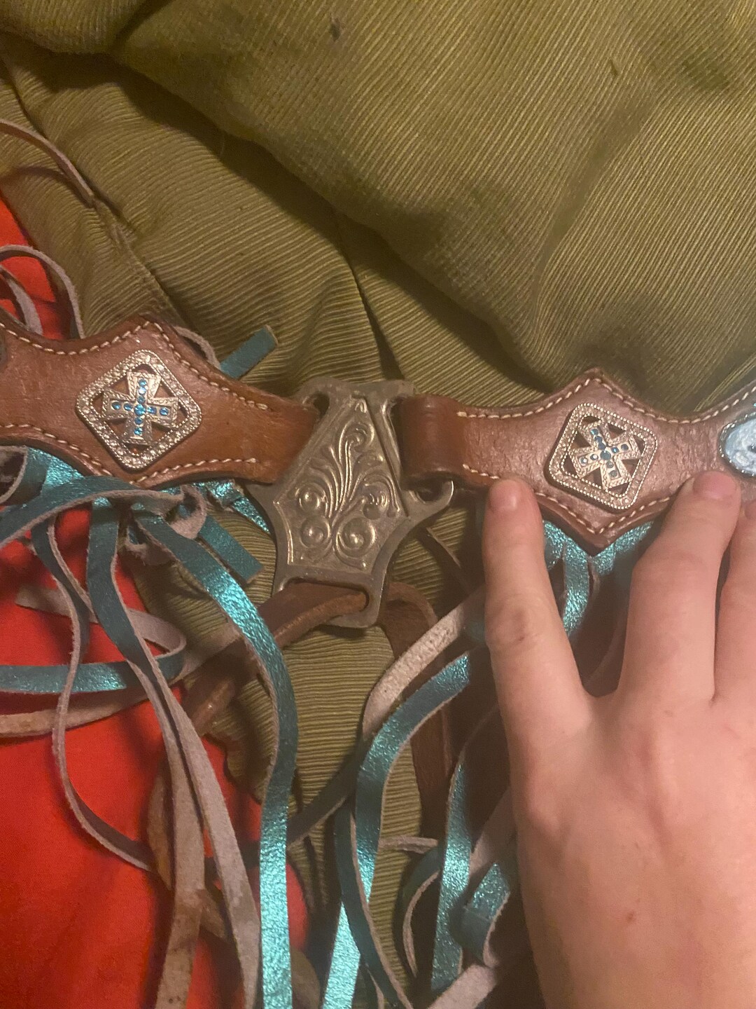 String Collars Single Breasted Horse Collar Decorative as is Turquoise Fringing Fringe ...