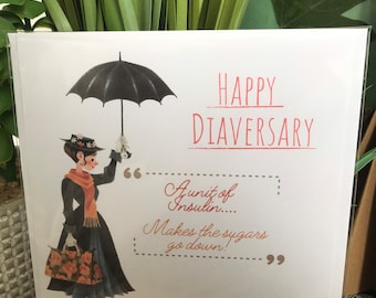 Mary Poppins inspired ‘Happy Diaversary’ Card