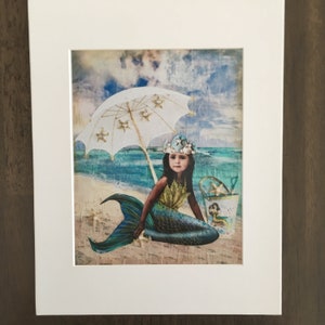 Mermaid in the Sand 5 x 7 print matted to 8 x10