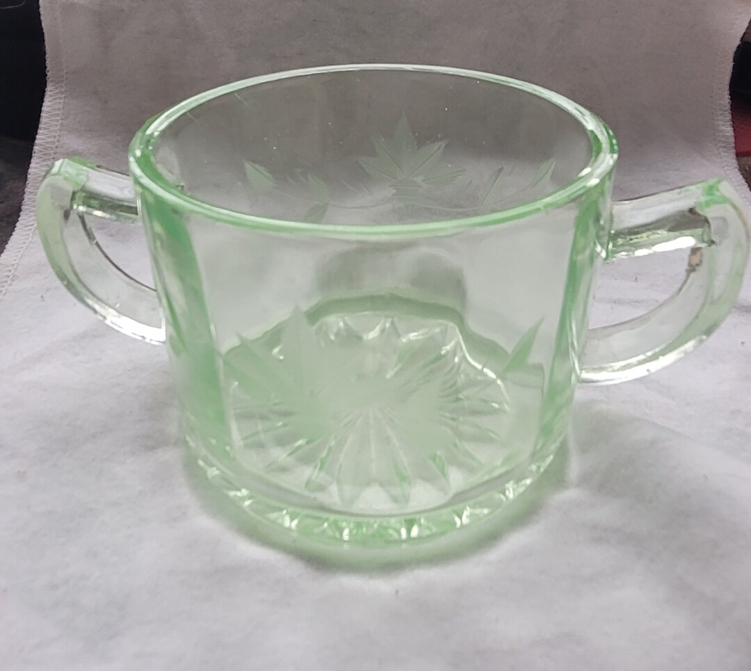 Vaseline Glass Sugar Bowl Etsy