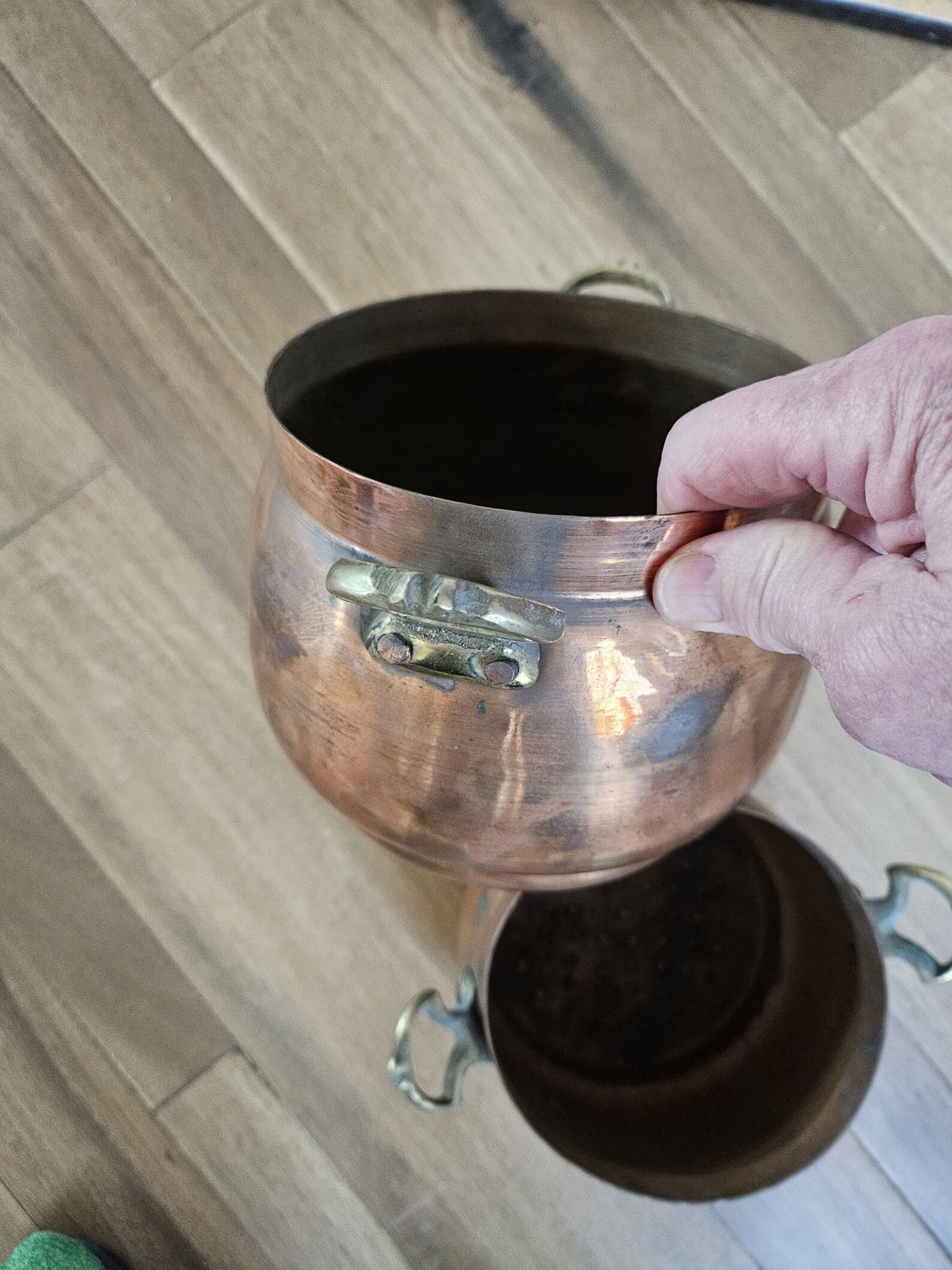 2 Stacked Copper Pots With Handles - Etsy
