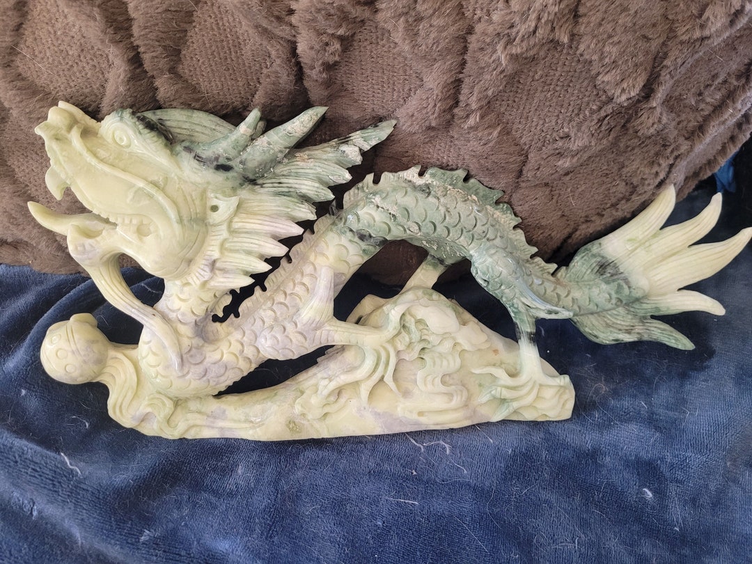 Vintage Jade Dragon Sculpture Etsy