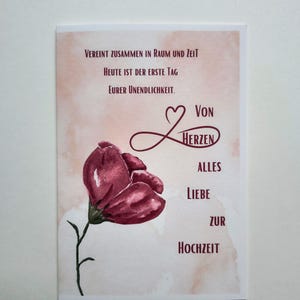 Congratulazioni per il tuo matrimonio - biglietto di nozze con busta in stile acquerello - biglietto pieghevole romantico e affettuoso con fiori e poesia