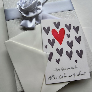 Congratulazioni per il tuo matrimonio - Biglietto di auguri con busta - Uno dei tanti - Biglietto pieghevole romantico e affettuoso con cuori e frase