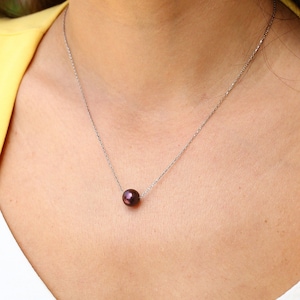 Single Floating Pearl Necklace, Simple One Pearl Pendant, Natural Pearl Choker, Minimalist Necklace, Bridesmaids Necklace, Anniversary Gift
