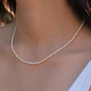 Tiny Seed Pearl Layering Necklace, Handmade Freshwater Pearl Beaded Necklace, Dainty Pearl Choker, Real Pearl Necklace, Bridal Pearl Choker