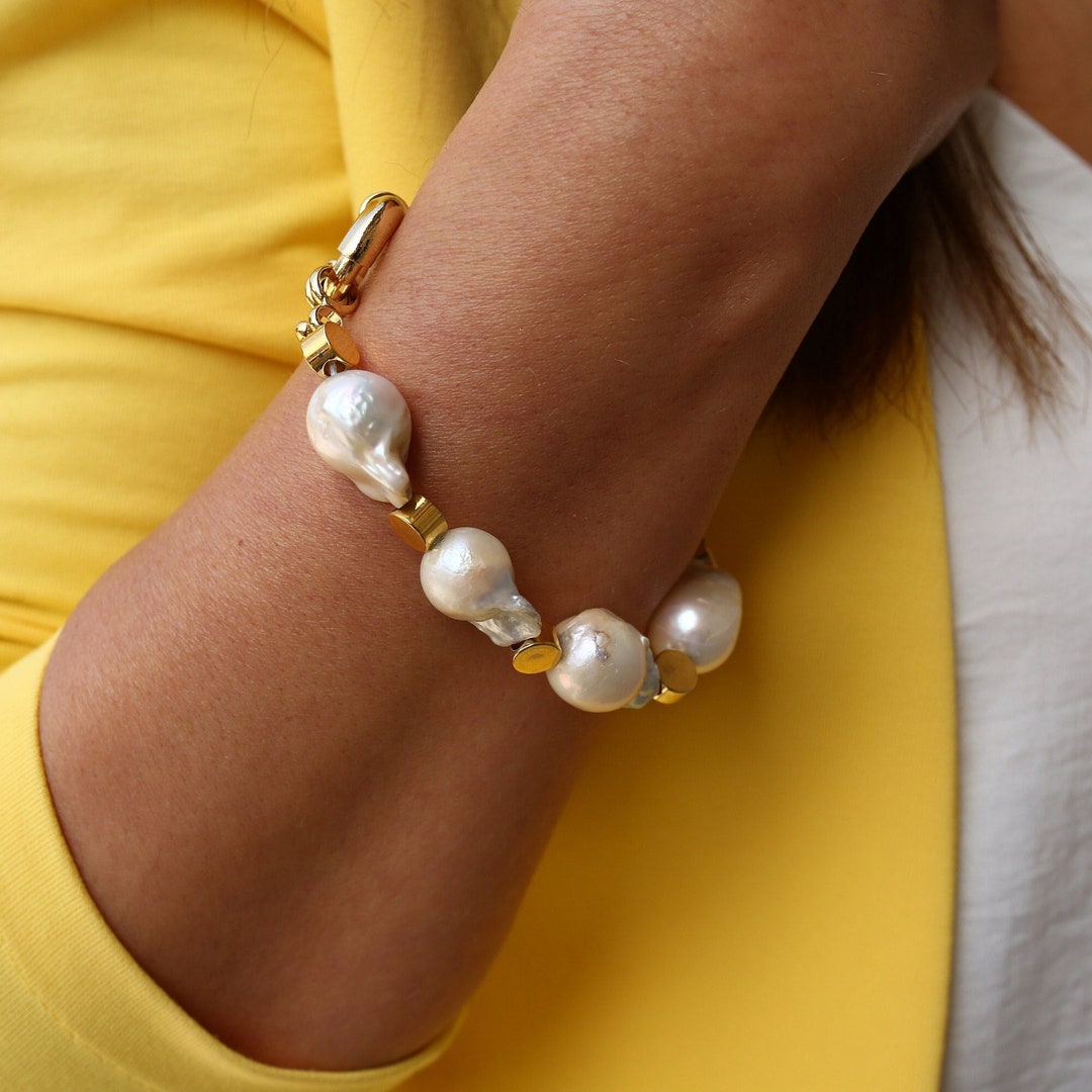 Large Baroque Pearl Statement Bracelet, Chunky Large Pearl Bracelet