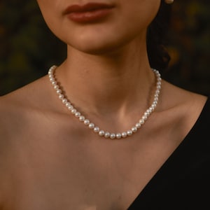 Natural Akoya Sea Pearl Necklace, White Akoya Pearl Choker, Handmade Necklace, Bridal Pearl Choker, Bridesmaid Necklace, Anniversary Gift image 8