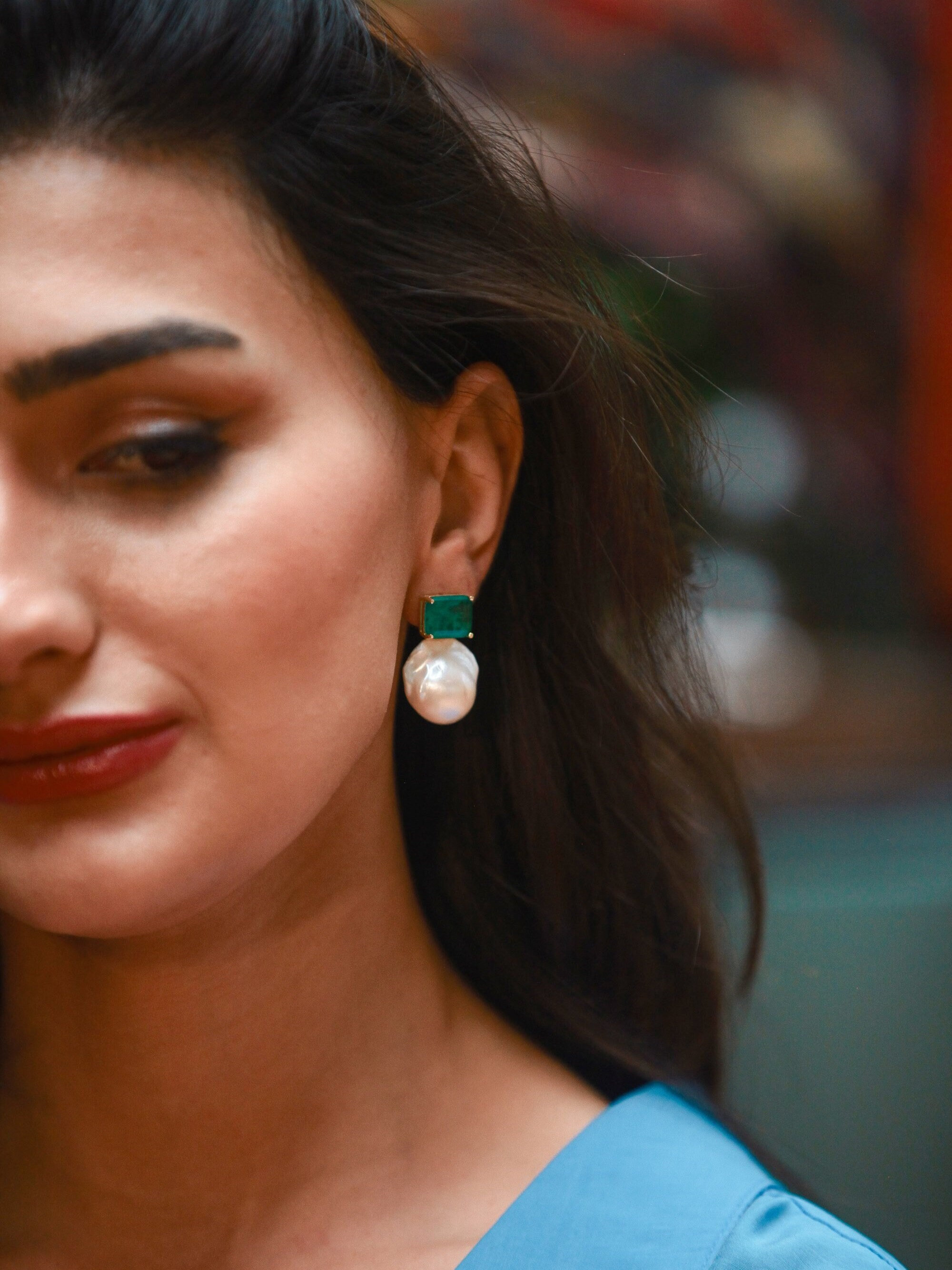 ハンドメイドの大きなバロックパールドロップイヤリング、ステートメントイヤリング、本物の真珠のプロムイヤリング、花嫁介添人イヤリング、卒業プロムギフト、彼女へのギフト  - Etsy 日本