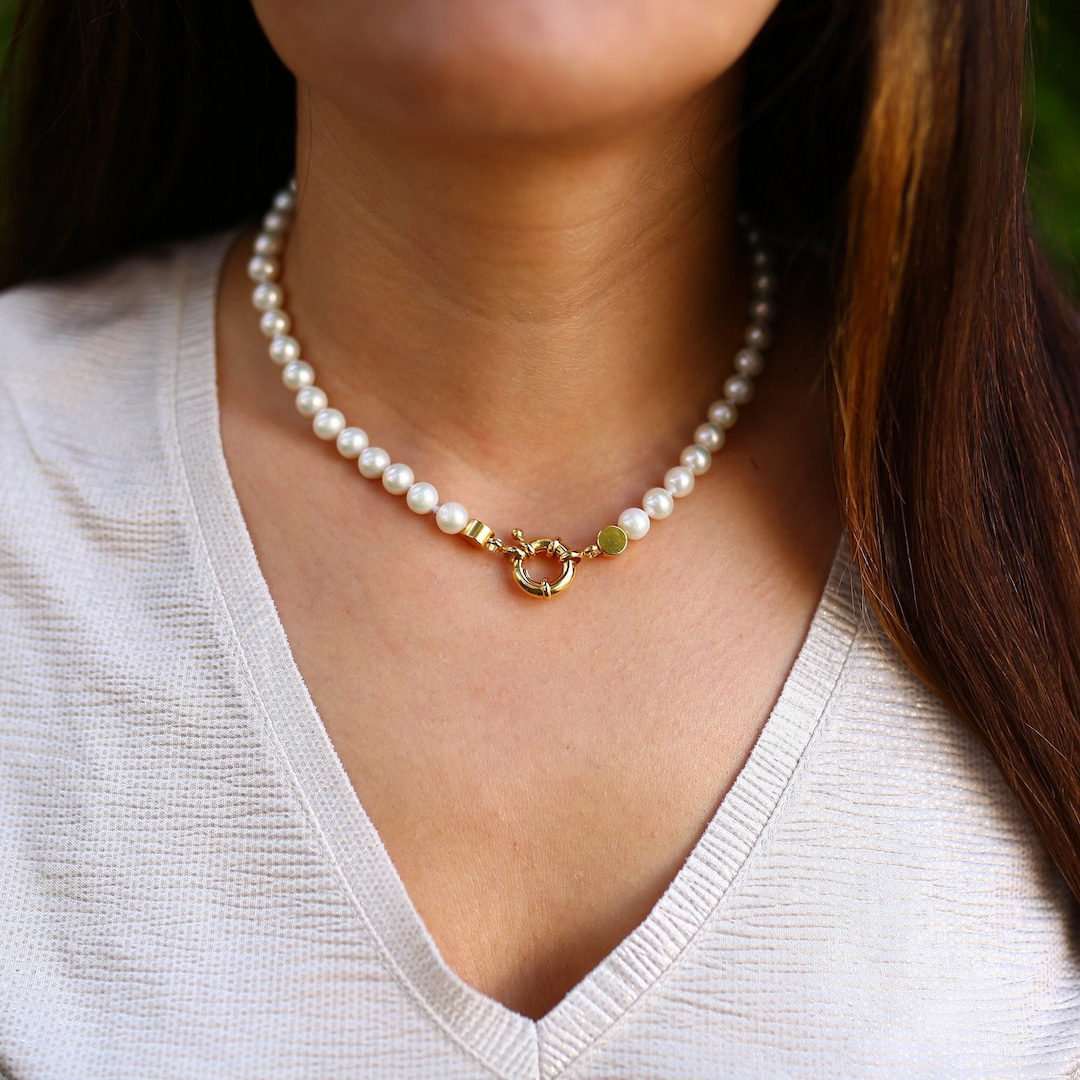 Natural Akoya Sea Pearl Necklace, Handmade White Pearl Necklace, Custom ...