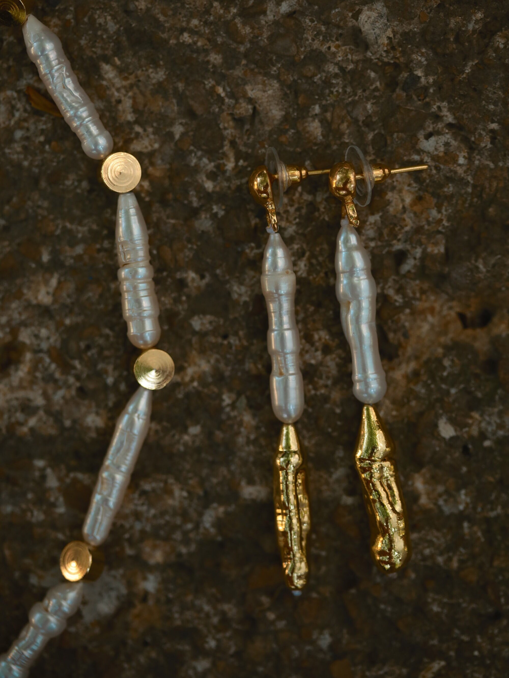 White Long Biwa Pearl And Colouful Gemstone Necklace By Bish Bosh Becca White Long Biwa Pearl And Colouful Gemstone Necklace By Bish Bosh Becca