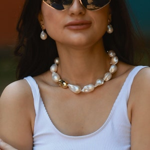 Darling Baroque Pearl Statement Necklace in Ivory main image 0