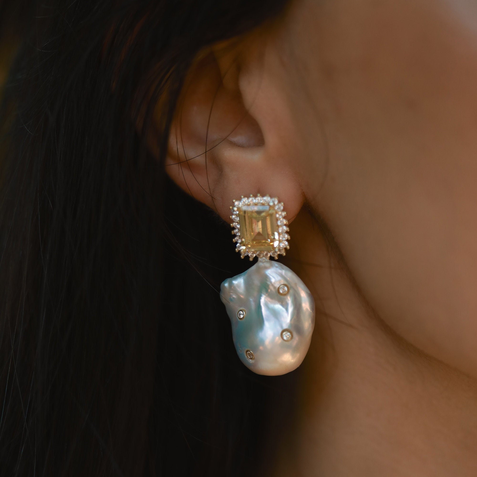 Natural Baroque Pearl Drop Earring, Statement Earring, Bridesmaid Earring, Pearl Dangle Earring, Custom Pearl Earring, Unique Birthday Gift