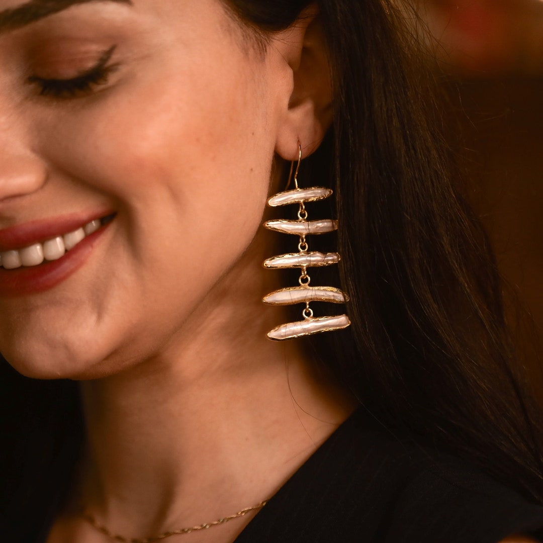 Orecchini Pendenti Oro Con Strass Scintillanti - Gioielli Alla Moda Regalo Per Donna Compleanno - 2