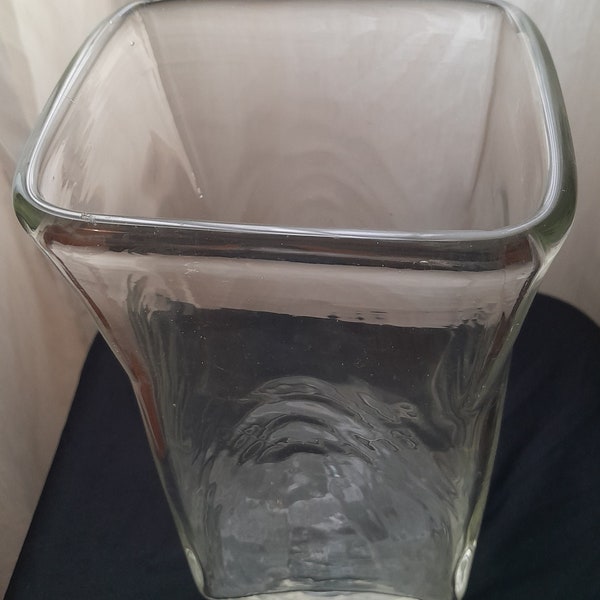 Good Quality Mid Century Glass Vase Subtle Wave Detail Very Heavy Perfect Condition