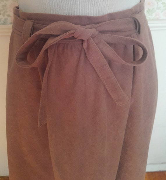 Gorgeous Faux Suede Vintage 70's Skirt Suit Flirt… - image 2