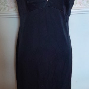 Vintage Mid Century Target Brand Black Nightdress Straps V Neck Lace Trim Pink Flower Size 14