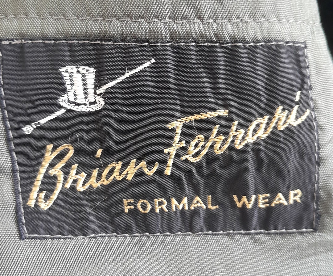 Authentic Brian Ferrari Green Vintage Frock Coat Rik Rak Detail Satin