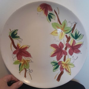 Mid Century Vintage Hand Painted Japanese Serving Plate Autumn Leaves  As New