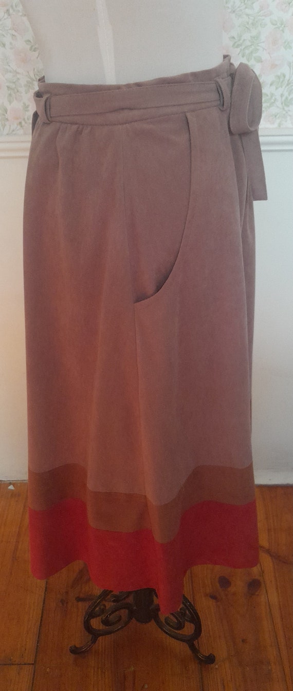 Gorgeous Faux Suede Vintage 70's Skirt Suit Flirt… - image 5