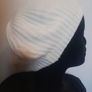 White Knit Beret New Medium