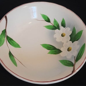 Vintage Mid Century Japanese White Dogwood Floral Serving Bowl As New