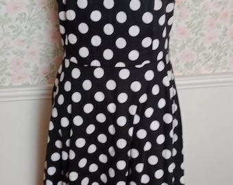 Hand Made Classic Vintage Style Black and White Polka Dot Dress New Size Small