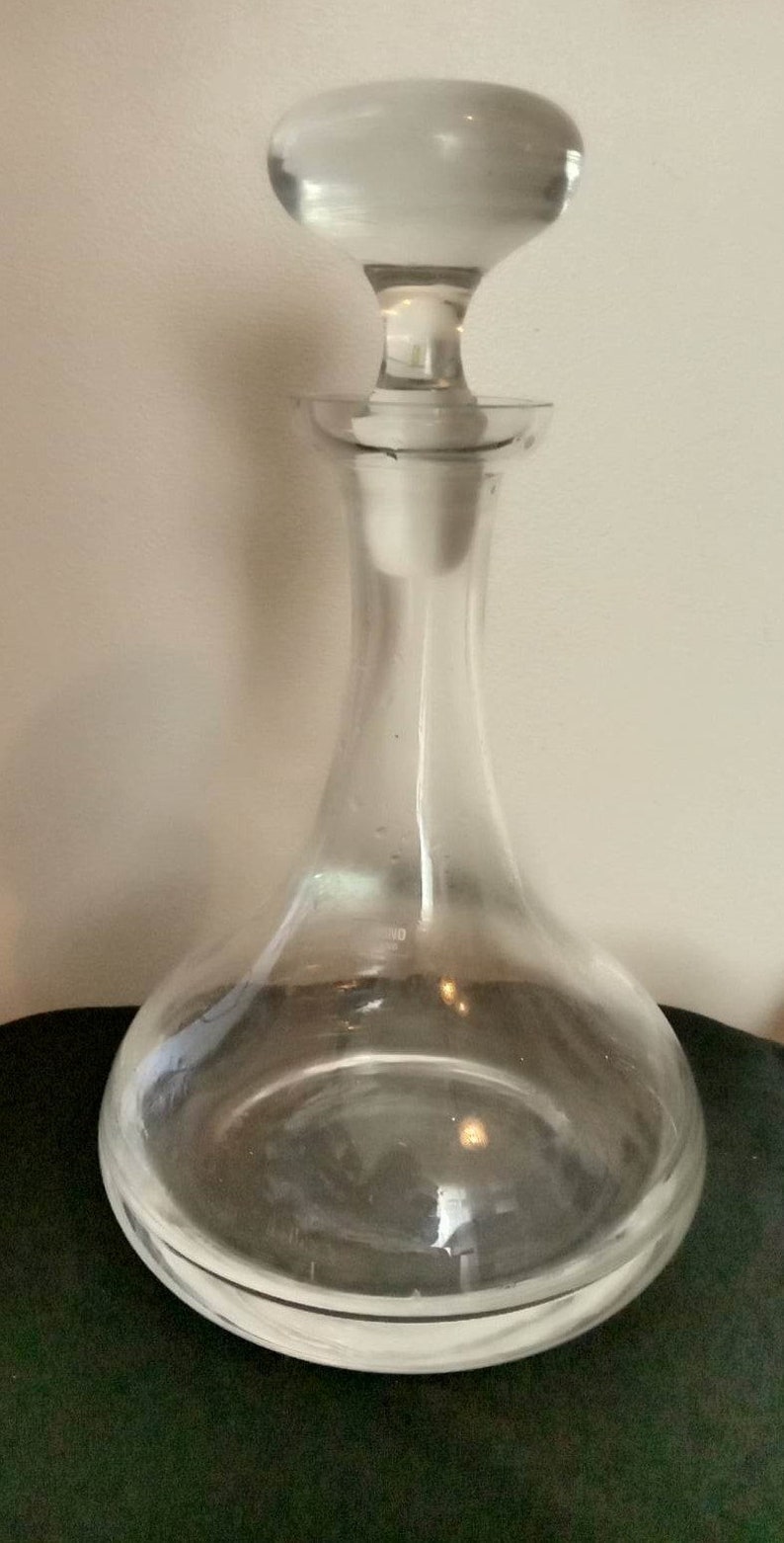 Vintage Krosno Hand Blown Glass Ship Decanter 30cm Tall Wine Decanter