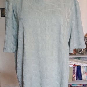 Vintage 90er Jahre Target Strick Boxy Kurzärmeliges Shirt in Salbeigrün Gr. 18